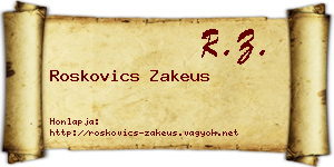 Roskovics Zakeus névjegykártya